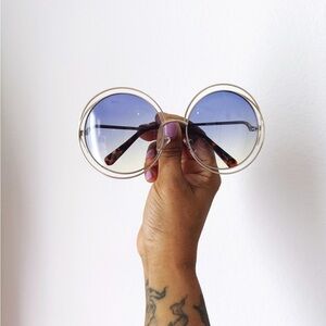 Vintage Style Oversized Round Ombré Boho Sunglasses